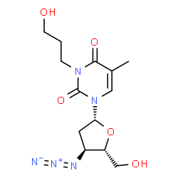ChemSpider 2D Image | 3'-Azido-3'-deoxy-3-(3-hydroxypropyl)thymidine | C13H19N5O5