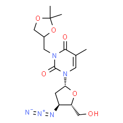 ChemSpider 2D Image | 3'-Azido-3'-deoxy-3-[(2,2-dimethyl-1,3-dioxolan-4-yl)methyl]thymidine | C16H23N5O6