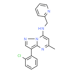 ChemSpider 2D Image | 3-(2-Chlorophenyl)-5-methyl-N-(2-pyridinylmethyl)pyrazolo[1,5-a]pyrimidin-7-amine | C19H16ClN5