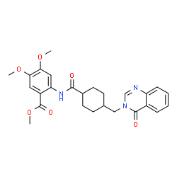 ChemSpider 2D Image | Methyl 4,5-dimethoxy-2-[({4-[(4-oxo-3(4H)-quinazolinyl)methyl]cyclohexyl}carbonyl)amino]benzoate | C26H29N3O6