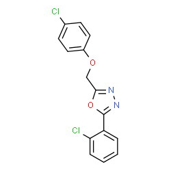 ChemSpider 2D Image | 2-[(4-Chlorophenoxy)methyl]-5-(2-chlorophenyl)-1,3,4-oxadiazole | C15H10Cl2N2O2