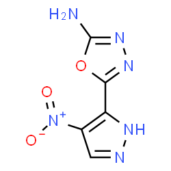 ChemSpider 2D Image | 5-(4-Nitro-1H-pyrazol-5-yl)-1,3,4-oxadiazol-2-amine | C5H4N6O3