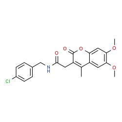 ChemSpider 2D Image | N-(4-Chlorobenzyl)-2-(6,7-dimethoxy-4-methyl-2-oxo-2H-chromen-3-yl)acetamide | C21H20ClNO5