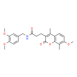 ChemSpider 2D Image | N-(3,4-Dimethoxybenzyl)-3-(7-methoxy-4,8-dimethyl-2-oxo-2H-chromen-3-yl)propanamide | C24H27NO6