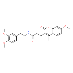 ChemSpider 2D Image | N-[2-(3,4-Dimethoxyphenyl)ethyl]-3-(7-methoxy-4-methyl-2-oxo-2H-chromen-3-yl)propanamide | C24H27NO6
