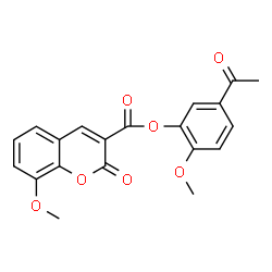 ChemSpider 2D Image | 5-Acetyl-2-methoxyphenyl 8-methoxy-2-oxo-2H-chromene-3-carboxylate | C20H16O7