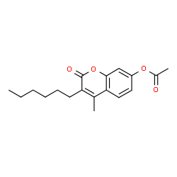 ChemSpider 2D Image | 3-Hexyl-4-methyl-2-oxo-2H-chromen-7-yl acetate | C18H22O4