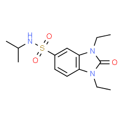ChemSpider 2D Image | 1,3-Diethyl-N-isopropyl-2-oxo-2,3-dihydro-1H-benzimidazole-5-sulfonamide | C14H21N3O3S