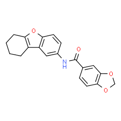 ChemSpider 2D Image | N-(6,7,8,9-Tetrahydrodibenzo[b,d]furan-2-yl)-1,3-benzodioxole-5-carboxamide | C20H17NO4