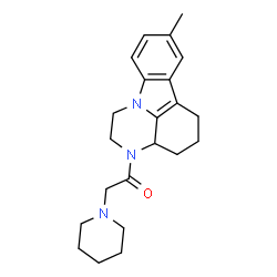 ChemSpider 2D Image | 1-(8-Methyl-1,2,3a,4,5,6-hexahydro-3H-pyrazino[3,2,1-jk]carbazol-3-yl)-2-(1-piperidinyl)ethanone | C22H29N3O