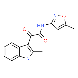 ChemSpider 2D Image | 2-(2-Methyl-1H-indol-3-yl)-N-(5-methyl-1,2-oxazol-3-yl)-2-oxoacetamide | C15H13N3O3