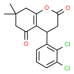 ChemSpider 2D Image | 4-(2,3-Dichlorophenyl)-7,7-dimethyl-4,6,7,8-tetrahydro-2H-chromene-2,5(3H)-dione | C17H16Cl2O3