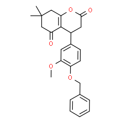 ChemSpider 2D Image | 4-[4-(Benzyloxy)-3-methoxyphenyl]-7,7-dimethyl-4,6,7,8-tetrahydro-2H-chromene-2,5(3H)-dione | C25H26O5