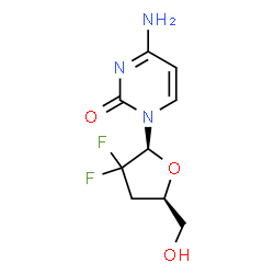 ChemSpider 2D Image | 4-Amino-1-[(2S,5R)-3,3-difluoro-5-(hydroxymethyl)tetrahydro-2-furanyl]-2(1H)-pyrimidinone | C9H11F2N3O3