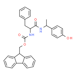 ChemSpider 2D Image | 9H-Fluoren-9-ylmethyl (1-{[1-(4-hydroxyphenyl)ethyl]amino}-1-oxo-3-phenyl-2-propanyl)carbamate | C32H30N2O4
