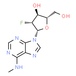 ChemSpider 2D Image | 9-(2-Deoxy-2-fluoro-beta-L-arabinofuranosyl)-N-methyl-9H-purin-6-amine | C11H14FN5O3