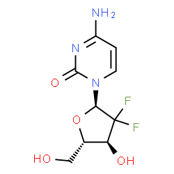 ChemSpider 2D Image | 4-Amino-1-(2-deoxy-2,2-difluoro-alpha-L-erythro-pentofuranosyl)-2(1H)-pyrimidinone | C9H11F2N3O4