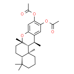 ChemSpider 2D Image | (4aS,6aS,12S,12aR,12bS)-4,4,6a,12,12b-Pentamethyl-1,3,4,4a,5,6,6a,12,12a,12b-decahydro-2H-benzo[a]xanthene-9,10-diyl diacetate | C26H36O5