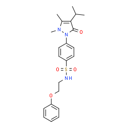 ChemSpider 2D Image | 4-(4-Isopropyl-2,3-dimethyl-5-oxo-2,5-dihydro-1H-pyrazol-1-yl)-N-(2-phenoxyethyl)benzenesulfonamide | C22H27N3O4S