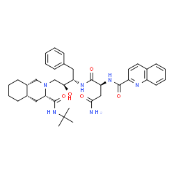 ChemSpider 2D Image | N~1~-{(2S,3S)-4-[(3S,4aS,8aS)-3-(tert-butylcarbamoyl)octahydroisoquinolin-2(1H)-yl]-3-hydroxy-1-phenylbutan-2-yl}-N~2~-(quinolin-2-ylcarbonyl)-L-aspartamide | C38H50N6O5