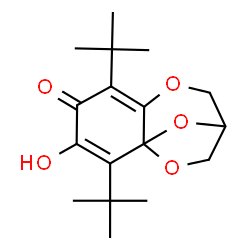 ChemSpider 2D Image | 3-Hydroxy-2,5-bis(2-methyl-2-propanyl)-7,11,12-trioxatricyclo[7.2.1.0~1,6~]dodeca-2,5-dien-4-one | C17H24O5