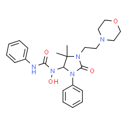 ChemSpider 2D Image | 1-{5,5-Dimethyl-1-[2-(4-morpholinyl)ethyl]-2-oxo-3-phenyl-4-imidazolidinyl}-1-hydroxy-3-phenylurea | C24H31N5O4