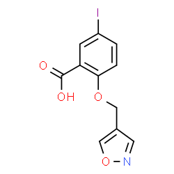 ChemSpider 2D Image | 5-Iodo-2-(1,2-oxazol-4-ylmethoxy)benzoic acid | C11H8INO4