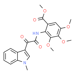 ChemSpider 2D Image | Methyl 3,4,5-trimethoxy-2-{[(1-methyl-1H-indol-3-yl)(oxo)acetyl]amino}benzoate | C22H22N2O7