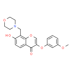 ChemSpider 2D Image | 7-Hydroxy-3-(3-methoxyphenoxy)-8-(4-morpholinylmethyl)-4H-chromen-4-one | C21H21NO6