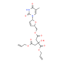 ChemSpider 2D Image | 1,2-Diallyl 3-{[(2S,5R)-5-(5-methyl-2,4-dioxo-3,4-dihydro-1(2H)-pyrimidinyl)-2,5-dihydro-2-furanyl]methyl} citrate | C22H26N2O10
