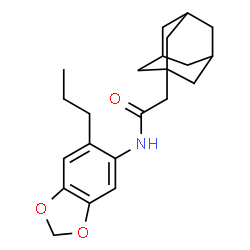 ChemSpider 2D Image | 2-(Adamantan-1-yl)-N-(6-propyl-1,3-benzodioxol-5-yl)acetamide | C22H29NO3