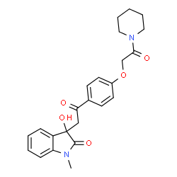 ChemSpider 2D Image | 3-Hydroxy-1-methyl-3-(2-oxo-2-{4-[2-oxo-2-(1-piperidinyl)ethoxy]phenyl}ethyl)-1,3-dihydro-2H-indol-2-one | C24H26N2O5