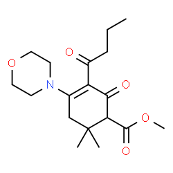 ChemSpider 2D Image | Methyl 3-butyryl-6,6-dimethyl-4-(4-morpholinyl)-2-oxo-3-cyclohexene-1-carboxylate | C18H27NO5