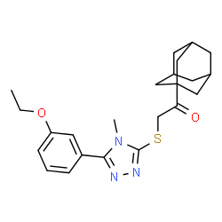 ChemSpider 2D Image | 1-(Adamantan-1-yl)-2-{[5-(3-ethoxyphenyl)-4-methyl-4H-1,2,4-triazol-3-yl]sulfanyl}ethanone | C23H29N3O2S