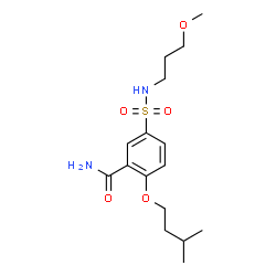 ChemSpider 2D Image | 5-[(3-Methoxypropyl)sulfamoyl]-2-(3-methylbutoxy)benzamide | C16H26N2O5S