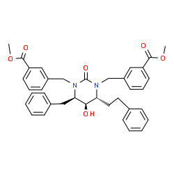 ChemSpider 2D Image | Dimethyl 3,3'-{[(4R,5R,6R)-4-benzyl-5-hydroxy-2-oxo-6-(2-phenylethyl)dihydropyrimidine-1,3(2H,4H)-diyl]bis(methylene)}dibenzoate | C37H38N2O6