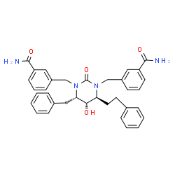 ChemSpider 2D Image | 3,3'-{[(4S,5S,6S)-4-Benzyl-5-hydroxy-2-oxo-6-(2-phenylethyl)dihydropyrimidine-1,3(2H,4H)-diyl]bis(methylene)}dibenzamide | C35H36N4O4