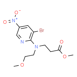ChemSpider 2D Image | Methyl N-(3-bromo-5-nitro-2-pyridinyl)-N-(2-methoxyethyl)-beta-alaninate | C12H16BrN3O5