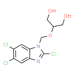 ChemSpider 2D Image | 2-[(2,5,6-Trichloro-1H-benzimidazol-1-yl)methoxy]-1,3-propanediol | C11H11Cl3N2O3