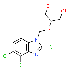ChemSpider 2D Image | 2-[(2,4,5-Trichloro-1H-benzimidazol-1-yl)methoxy]-1,3-propanediol | C11H11Cl3N2O3