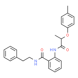 ChemSpider 2D Image | 2-{[2-(4-Methylphenoxy)propanoyl]amino}-N-(2-phenylethyl)benzamide | C25H26N2O3