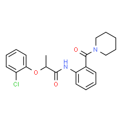 ChemSpider 2D Image | 2-(2-Chlorophenoxy)-N-[2-(1-piperidinylcarbonyl)phenyl]propanamide | C21H23ClN2O3