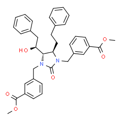 ChemSpider 2D Image | Dimethyl 3,3'-{[(4S,5R)-4-[(1S)-1-hydroxy-2-phenylethyl]-2-oxo-5-(2-phenylethyl)-1,3-imidazolidinediyl]bis(methylene)}dibenzoate | C37H38N2O6