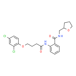 ChemSpider 2D Image | 2-{[4-(2,4-Dichlorophenoxy)butanoyl]amino}-N-(tetrahydro-2-furanylmethyl)benzamide | C22H24Cl2N2O4