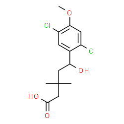 ChemSpider 2D Image | 5-(2,5-Dichloro-4-methoxyphenyl)-5-hydroxy-3,3-dimethylpentanoic acid | C14H18Cl2O4