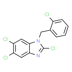 ChemSpider 2D Image | 2,5,6-Trichloro-1-(2-chlorobenzyl)-1H-benzimidazole | C14H8Cl4N2