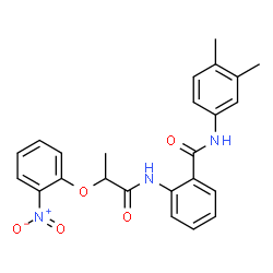 ChemSpider 2D Image | N-(3,4-Dimethylphenyl)-2-{[2-(2-nitrophenoxy)propanoyl]amino}benzamide | C24H23N3O5