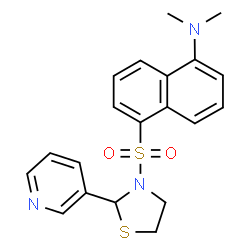 ChemSpider 2D Image | N,N-Dimethyl-5-{[2-(3-pyridinyl)-1,3-thiazolidin-3-yl]sulfonyl}-1-naphthalenamine | C20H21N3O2S2