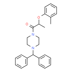 ChemSpider 2D Image | 1-[4-(Diphenylmethyl)-1-piperazinyl]-2-(2-methylphenoxy)-1-propanone | C27H30N2O2