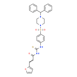 ChemSpider 2D Image | N-[(4-{[4-(Diphenylmethyl)-1-piperazinyl]sulfonyl}phenyl)carbamothioyl]-3-(2-furyl)acrylamide | C31H30N4O4S2